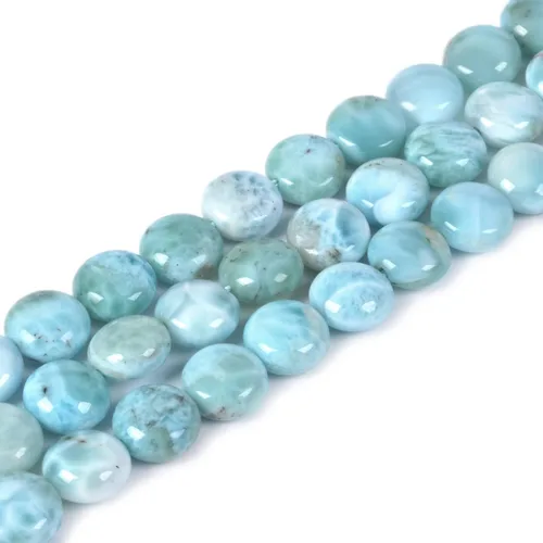 Vista 6 de Larimar natural Rondelle - Cuentas sueltas de 15 pulgadas para hacer joyas de bricolaje