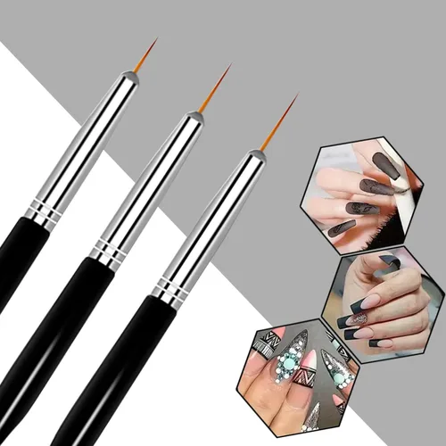 Vista 5 de Juego de 10 pinceles para arte de uñas, pinceles de gel y acrílicos para Negro
