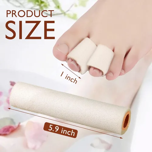 Vista 2 de Tondiamo 6 fundas protectoras de espuma para dedos de los pies, juanetes, martillo, callo, ampolla, dolor (M, beige)