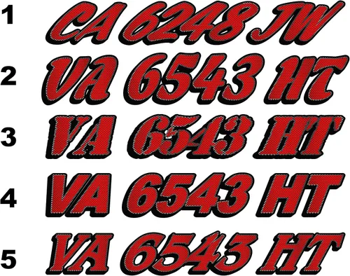Vista 3 de cbcdecals - Custom Boat Registration Numbers "Red Carbon Fiber" (Set Of Two) Marine PWC Vinyl Decals Sticker
