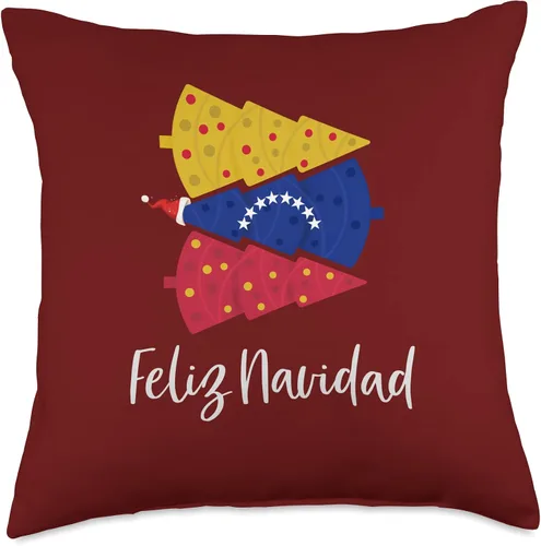 Vista 4 de Venezuela Xmas Ideas Celebration Feliz Navidad Venezuelan Girl Flag Venezuela Feliz Navidad, 16 x 16 pulgadas, multicolor