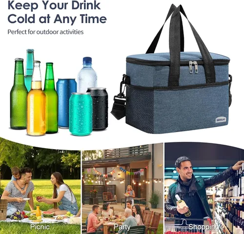 Vista 4 de BY-J Bolsa térmica suave, hielera plegable aislada a prueba de fugas, lonchera grande para hombres y mujeres, enfriador de lados suaves para picnic