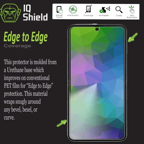Vista 4 de IQShield Paquete de 2 protectores de pantalla para Samsung Galaxy Z Flip 3 5G (no vidrio), fácil de instalar, ultra fino, antiarañazos