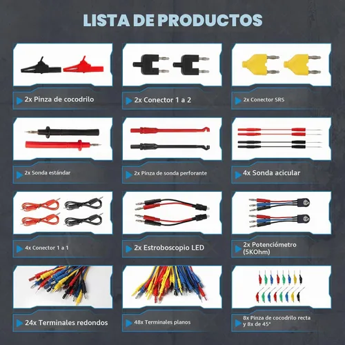 Vista 3 de Kit de cables de prueba de circuito automotriz de 110 piezas, kit de cables de multímetro, herramientas de diagnóstico automático multifunción