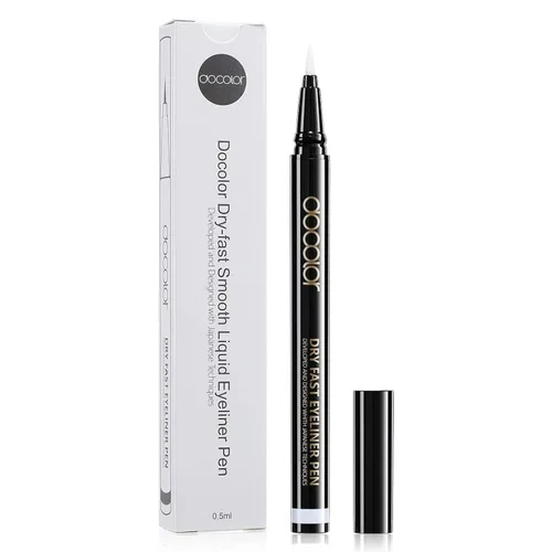 Vista 20 de Docolor - Lápiz delineador de ojos impermeable súper delgado y preciso, delineador líquido negro para todo el día, maquillaje profesional, lápiz