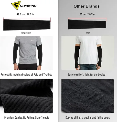 Vista 6 de Newbyinn Mangas de protección solar UV para hombres, mujeres y jóvenes, manga refrescante para cubrir el tatuaje del brazo, cubierta de brazo