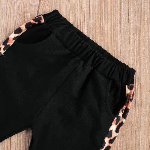 Vista 5 de Ropa de otoño e invierno para bebé niña, sudadera con capucha y pantalones con estampado de leopardo, 2 piezas