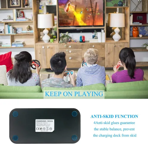 Vista 6 de Estación de carga compatible con controlador Pro para Joy Cons, reemplazo del cargador de controlador FYOUNG para SwitchSwitch LiteOLED con un