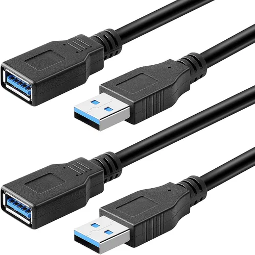 Vista 8 de Paquete de 2 cables de extensión USB 3.0 SuperSpeed tipo A macho a hembra (1 pie)