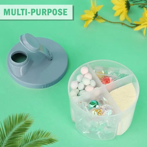 Vista 4 de Accmor - Dosificador de fórmula para bebés para llevar, contenedor giratorio sin derrames de cuatro compartimentos para llevar, contenedor de snacks