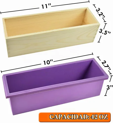 Vista 4 de Artcome Kit de moldes de corte para hacer jabón de pan, juego de moldes de jabón de madera ajustable multifunción - Juego de moldes rectangulares