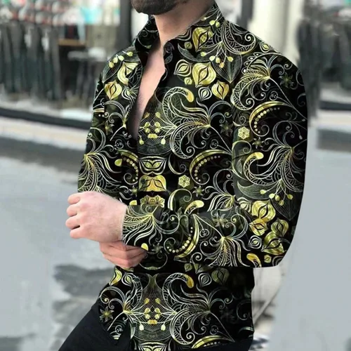 Vista 3 de ZDFER 2022 Nuevas camisas para hombre, camisas casuales de talla grande, camisas de manga larga con botones, camisas coloridas con cuello hawaiano