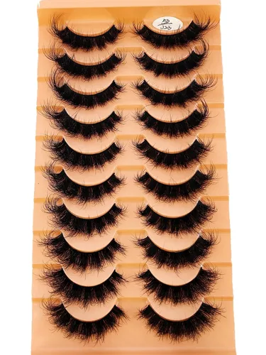 Vista 9 de 10 pares de pestañas postizas de visón 3D, hechas a mano, pestañas largas y finas, pestañas naturales para maquillaje de ojos (3-6)