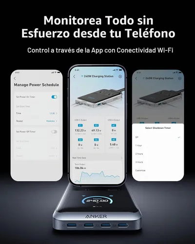 Vista 6 de Anker Estación de carga Prime, tira de alimentación 8 en 1 de 240 W, 2 CA