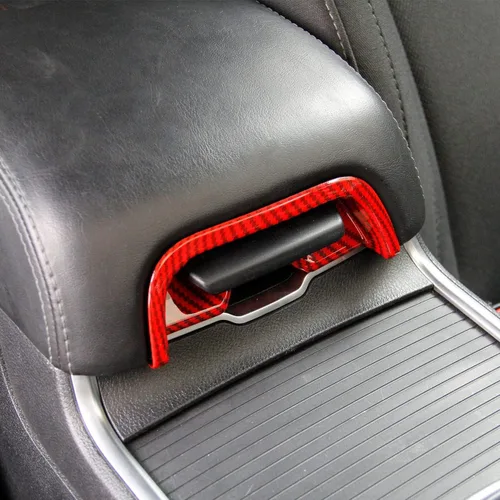 Vista 2 de crosselec Reposabrazos de fibra de carbono rojo con mango de caja de tazón, accesorios de decoración interior para Dodge Charger 2011-2021/Chrysler
