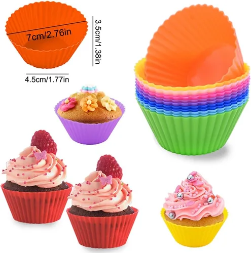 Vista 2 de AKOAK Tazas antiadherentes de silicona reutilizables para hornear, moldes para pasteles, accesorios de cocina para hornear, herramientas para hacer