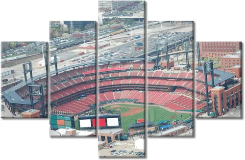 Vista 38 de Busch Stadium Baseball Home Decor St. Louis, Missouri Cityscape - Pósteres e impresiones artísticas de pared de 5 piezas de estadios de béisbol