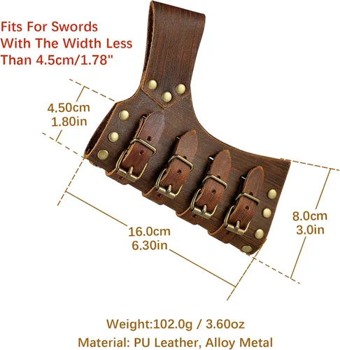 Vista 6 de HZMAN Espada medieval de cuero rana LARP renacentista accesorio de disfraz Rapier Knight Sword Holster