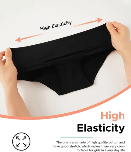 Vista 2 de INNERSY Ropa interior de algodón para niñas, bragas cómodas para adolescentes, talla 8-16, paquete de 6