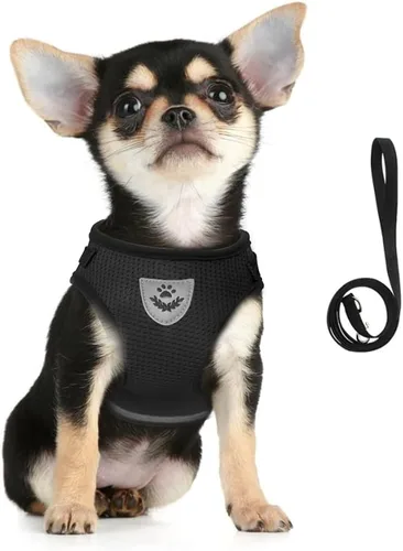 Vista 13 de FEimaX juego de arnés y correa para perro para caminar, de malla suave ajustable de control fácil, arneses de chaleco ligeros para gatos con tiras