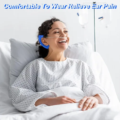 Vista 5 de Boao 20 almohadillas nasales de cánula para los oídos, almohadillas suaves de oxígeno para los oídos, cojín de tubo de oxígeno, comodidad para Azul