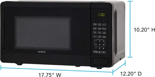 Vista 7 de Avanti - Horno microondas compacto de 700 vatios con 6 configuraciones precocinadas, descongelación rápida, panel de control electrónico y plato