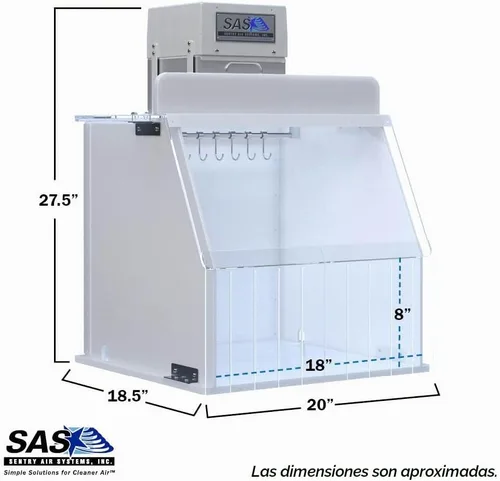 Vista 2 de Campana IV de 18" de ancho – Capucha para preparación de bolsas IV para uso inmediato. Sala limpia portátil cumple con ISO Clase 5 Sala Blanca