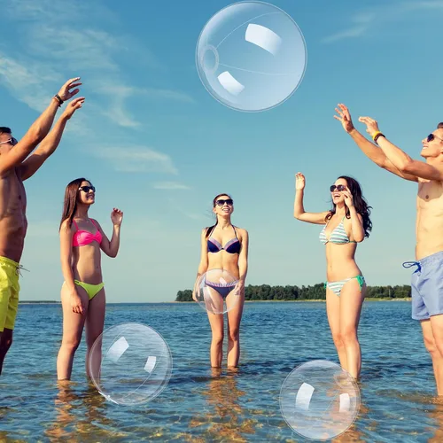 Vista 7 de Hungdao 12 Piezas Pelotas de Playa Inflables Transparentes al Por Mayor de 16 Pulgadas Pelota de Ornamento de Caldero Burbujeante Transparente