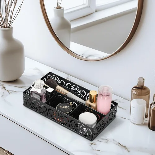 Vista 6 de EasyPAG - organizador de cajón de colección, labrado con patrón de flores, Negro