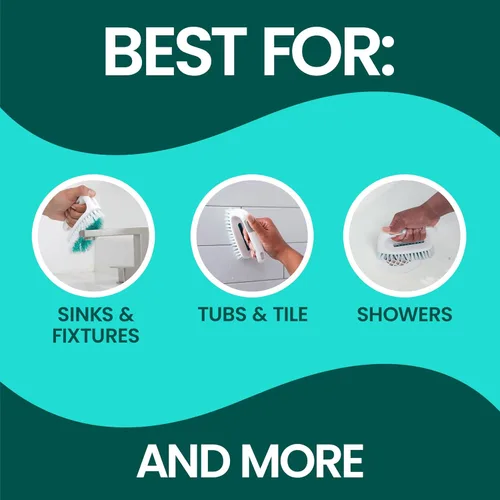 Vista 4 de Scotch-Brite Cepillo multiusos: cerdas duraderas para suelos de azulejos, paredes, puertas de ducha, bañeras y accesorios de baño, mango ergonómico