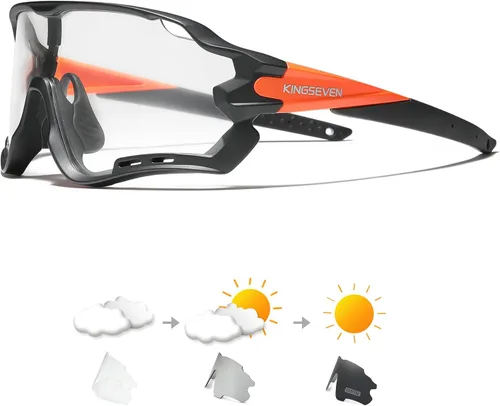 Vista 2 de KINGSEVEN Gafas de ciclismo para hombres y mujeres Bicicletas Deportes MTB Road Bike Gafas de sol Fotocromáticas LS-911