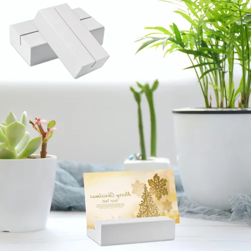 Vista 5 de TIMESETL Paquete de 12 soportes de madera para tarjetas de lugar, soportes de números de mesa, tarjetas de identificación de madera para decoración