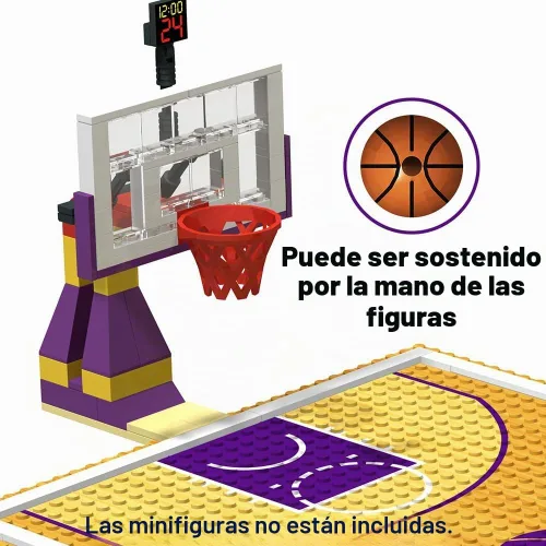 Vista 5 de Juguete educativo de bloques de construcción, placas base de cancha de baloncesto y juegos de 2 soportes de baloncesto ladrillos de construcción