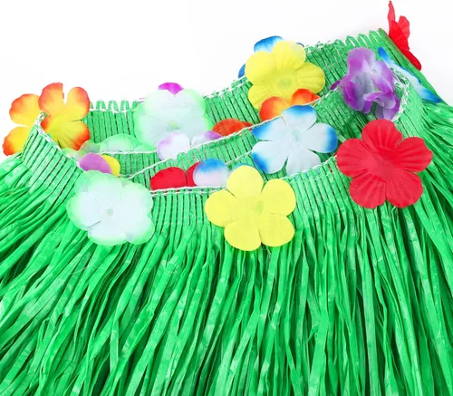 Vista 4 de Fovths Luau - Falda de mesa de hierba natural de 9 pies x 29.5 pulgadas, falda de mesa hawaiana para decoraciones de fiesta hawaiana tropical, Verde