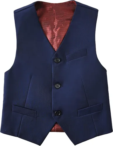Vista 3 de Chaleco de traje formal para niños, chaleco de vestir de 3 botones para niños pequeños