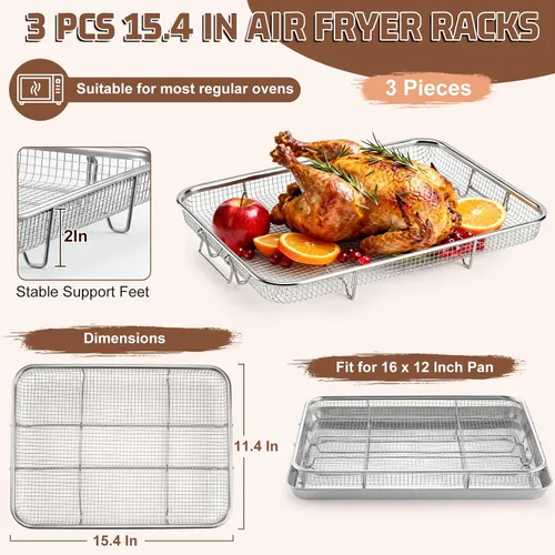 Vista 2 de P&P CHEF Cesta para freidora de aire de 15.4 pulgadas para horno, estante