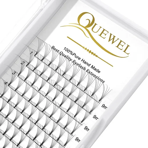 Vista 46 de QUEWEL Extensiones de Pestañas Prehechas en Ventilador, Extensiones de Pestañas Prehechas 3D de 0.07mm de Grosor, Rizado C, 8mm de Volumen