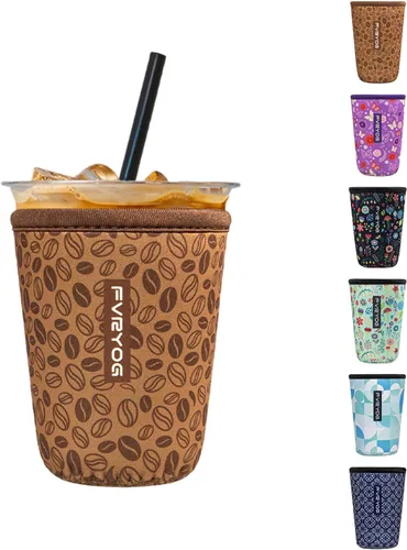 Vista 21 de Fundas de neopreno reutilizables aisladas para café helado, fundas para tazas de café helado, fundas para bebidas heladas y calientes