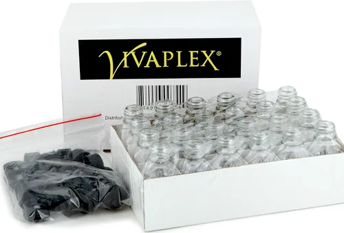 Vista 3 de Vivaplex, 24, botellas de vidrio transparentes de 0.5 fl oz, con tapas