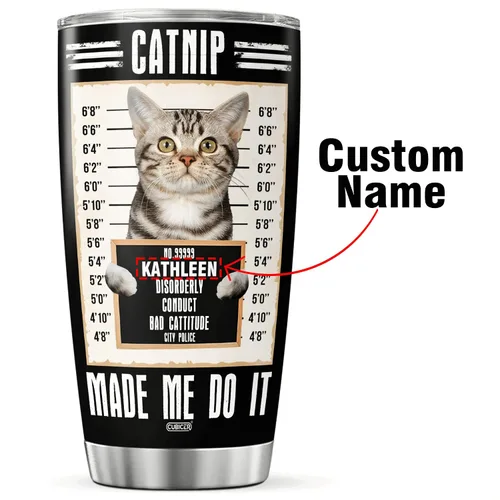 Vista 2 de CUBICER Vaso personalizado con diseño de gato americano de pelo corto con tapa, divertidos regalos de Navidad para mujeres, hombres, adultos