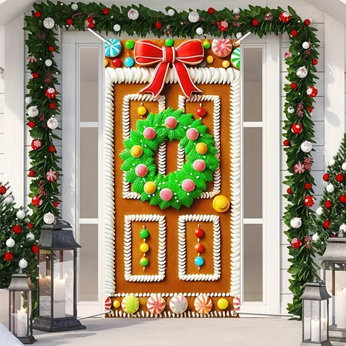 Vista 15 de Cartel de porche con decoración de cachorro de Navidad, trío festivo, Schnauzers en suéteres navideños, perfecto para interiores y exteriores