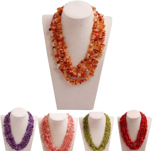 Vista 12 de GEM-Inside - Collar de piedras preciosas moradas con cuentas de cuarzo morado, dije bohemio de moda con soporte de babero, collar de cuentas