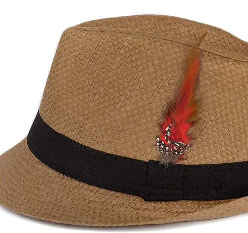 Vista 4 de WESTEND Fedora unisex de ala corta Sombreros para hombres y mujeres + sombreros de paja Fedora sombreros de malla refrescante, sombreros de Fedora
