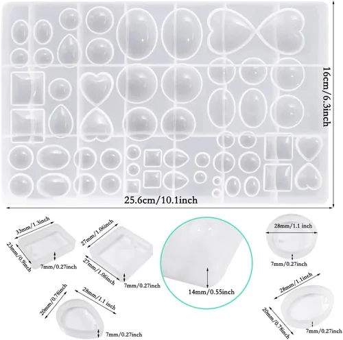 Vista 2 de DaKuan Moldes de fundición de joyería para joyas grandes y 20 moldes de resina colgante de silicona con agujero para colgar (5 estilos)