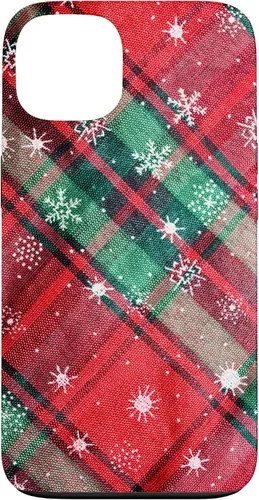 Vista 7 de Green Red Christmas Plaid Winter Snowflakes Case for iPhone 16