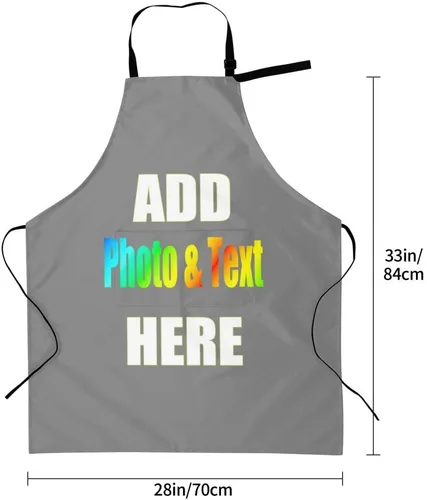Vista 5 de Delantal personalizado con bolsillos para mujeres y hombres, diseño personalizado de tu imagen texto logotipo para cocina delantales de cocina