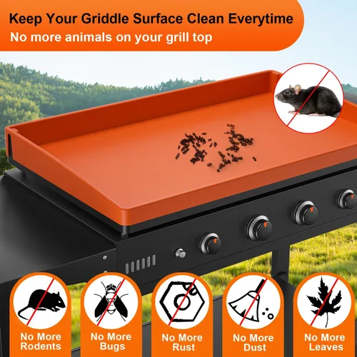 Vista 3 de Funda protectora de silicona para parrilla de 36 pulgadas para Blackstone, protector de parrilla de silicona con borde completo, accesorios