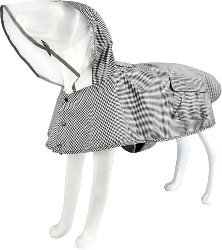 Vista 8 de Chubasquero impermeable para perros, ropa impermeable ajustable con tira reflectante y ligera con capucha tipo poncho (Verde Ejército, XS)