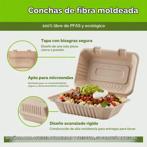 Vista 5 de KARAT EARTH Clamshell - Contenedores Take Out de comida para llevar [8"x8", 200 ct] - Contenedores compostables para llevar, bagazo biodegradable