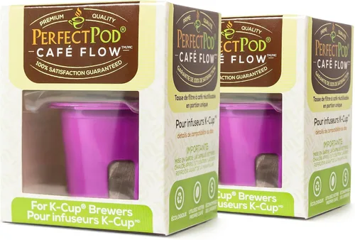Vista 3 de Perfect Pod Cafe Flow - Filtro de cápsulas de café reutilizable, paquete de 2 unidades, cápsula K Cup recargable compatible con cafeteras K-Mini